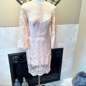 Bebe Blush Colored Lace MIDI Dress SZ 6